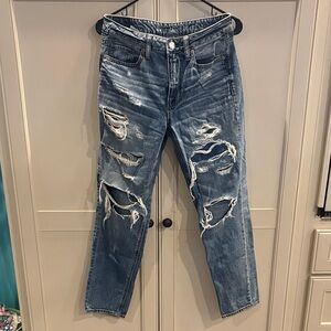American Eagle Outfitters Blue Distressed Boyfriend Jeans
